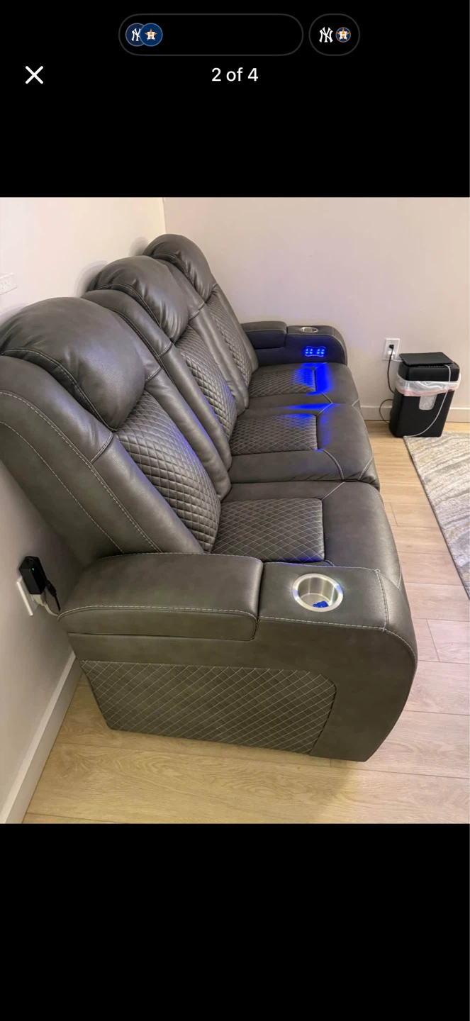 Gray Power Reclining Sofa with Cup Holders and Lights - photo 2
