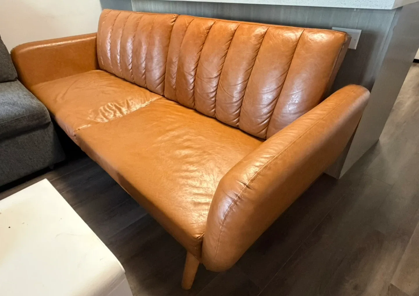 Novogratz Brittany Convertible Sofa Bed - Camel Faux Leather - photo 2
