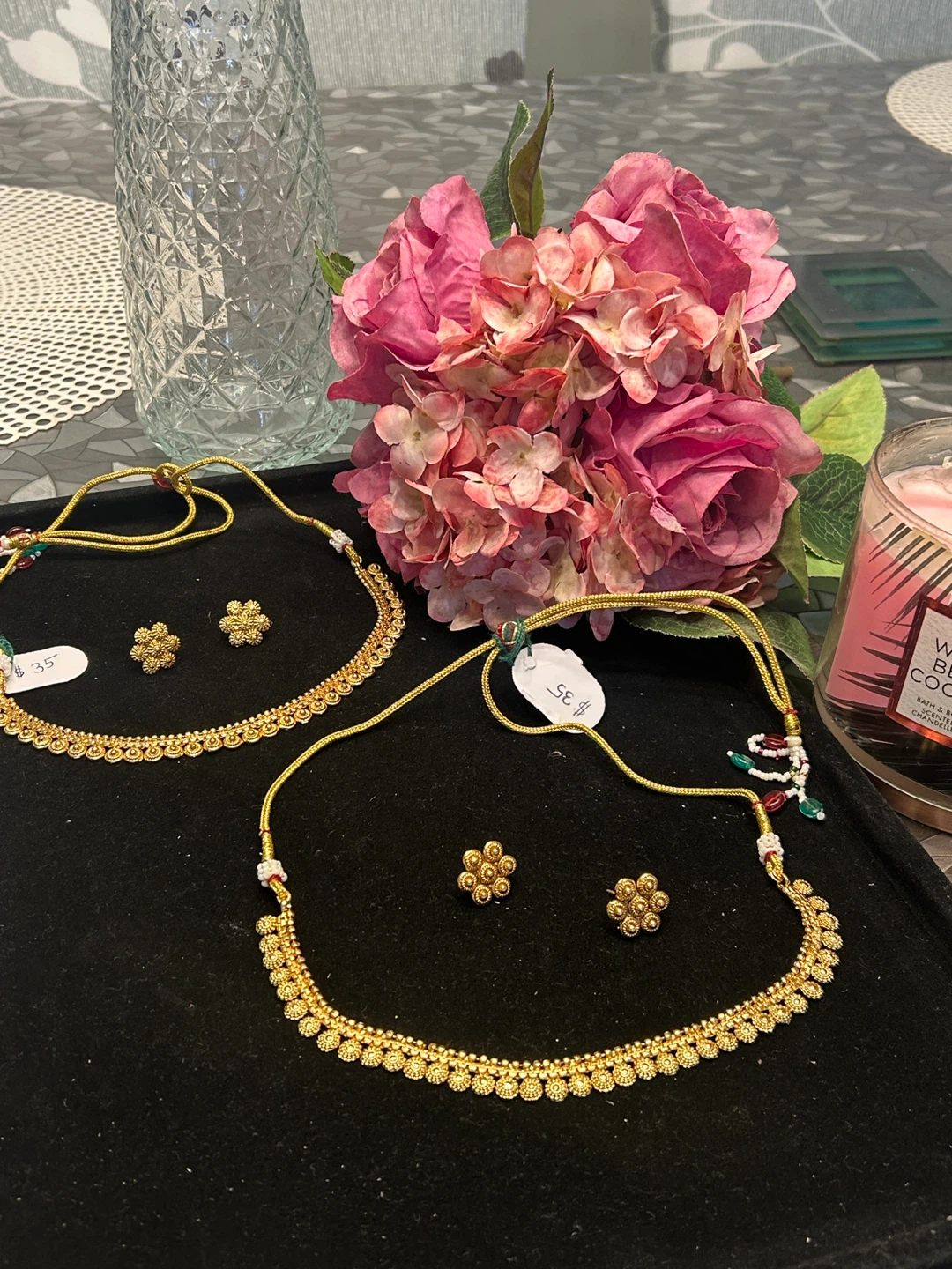 Gold Necklace and Earring Set