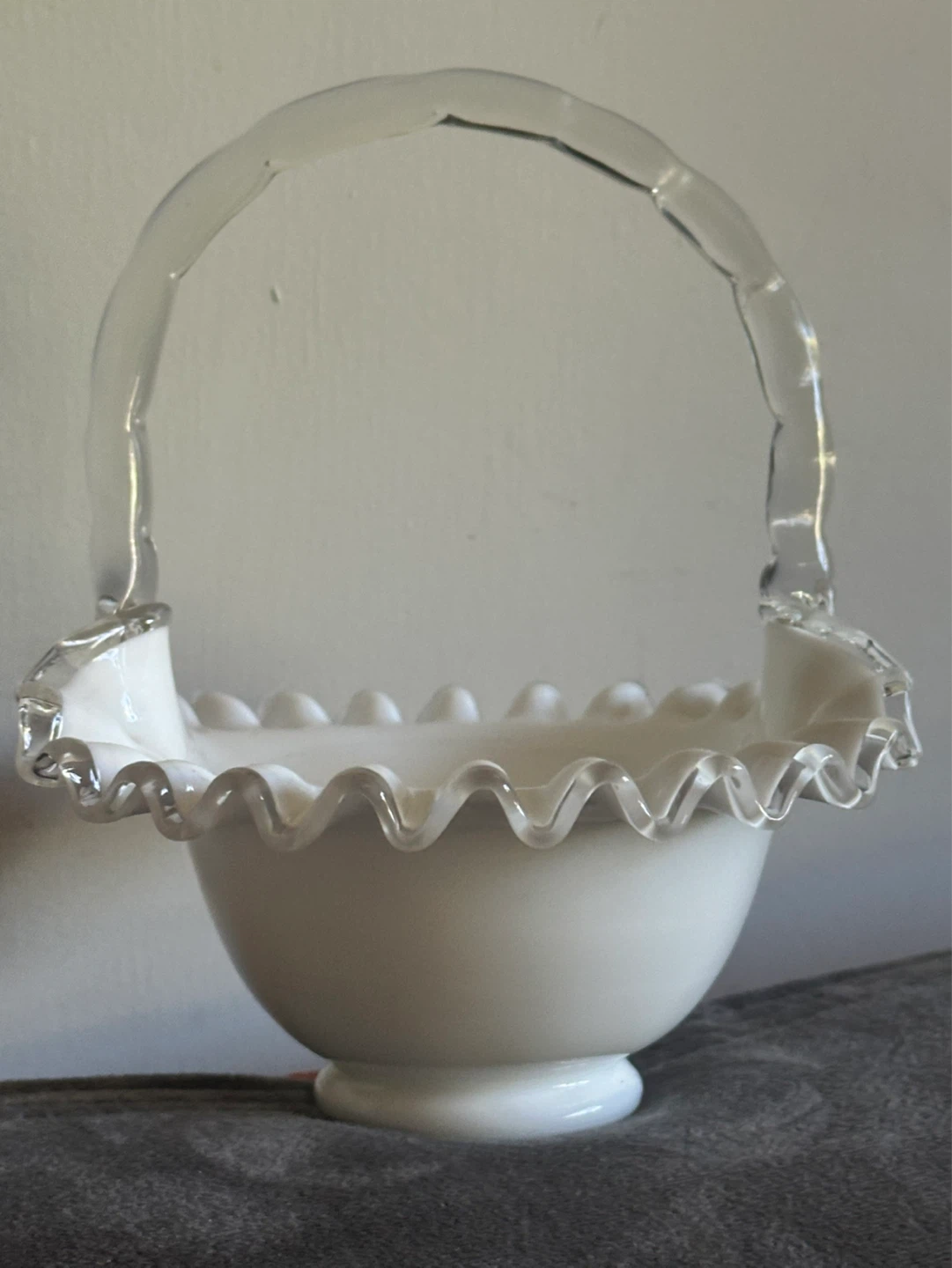Fenton Silver Crest Glass Basket