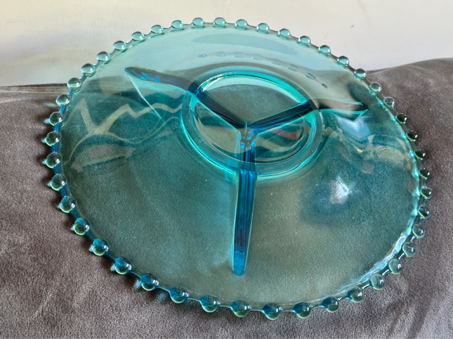 Inwald Boule Divided Blue Glass Condiment Dish - photo 3