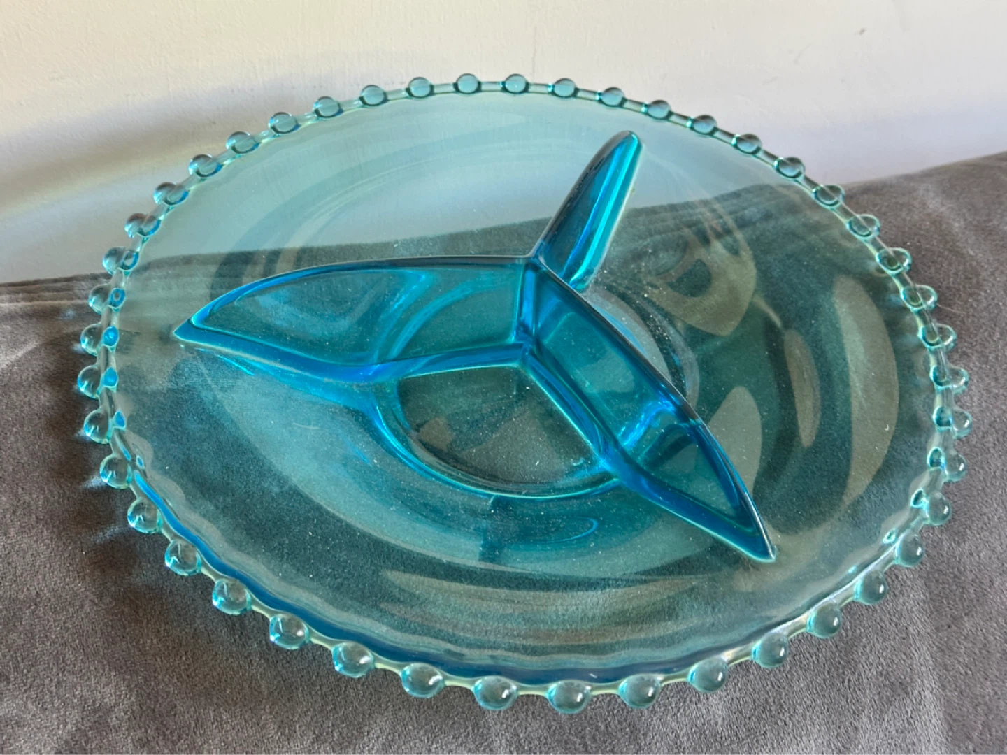 Inwald Boule Divided Blue Glass Condiment Dish - photo 2