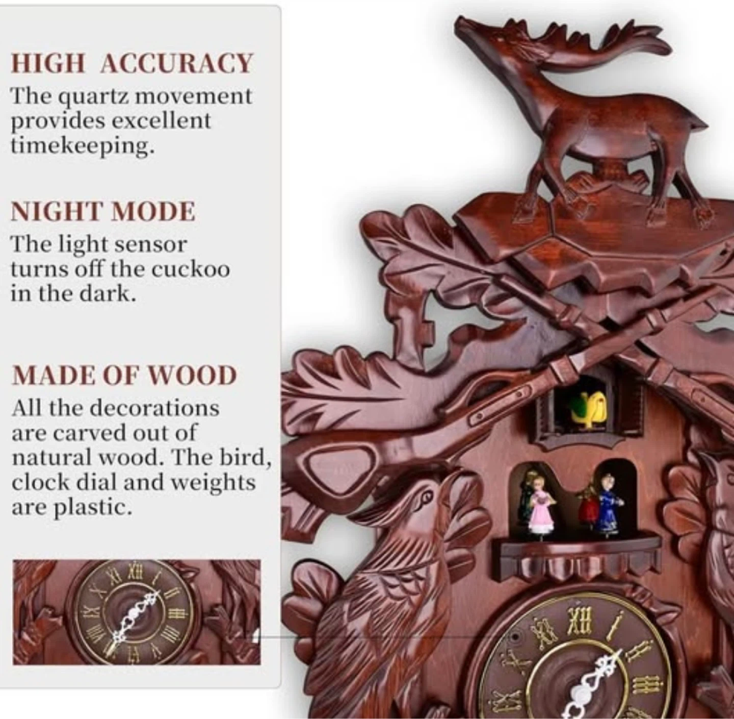 Decorative Cuckoo Clock - Wood Carving - photo 3