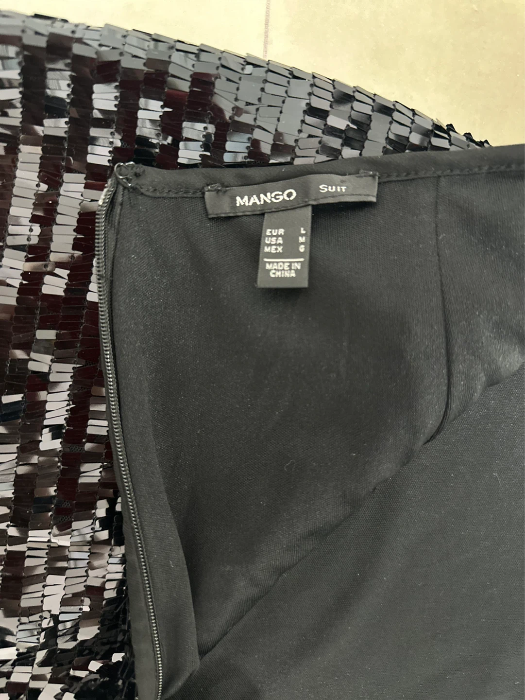 Mango Sequin Skirt - Black - Size L - photo 3