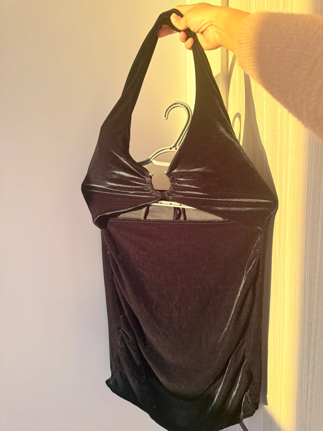 Black Velvet Halter Neck Bodysuit - photo 2