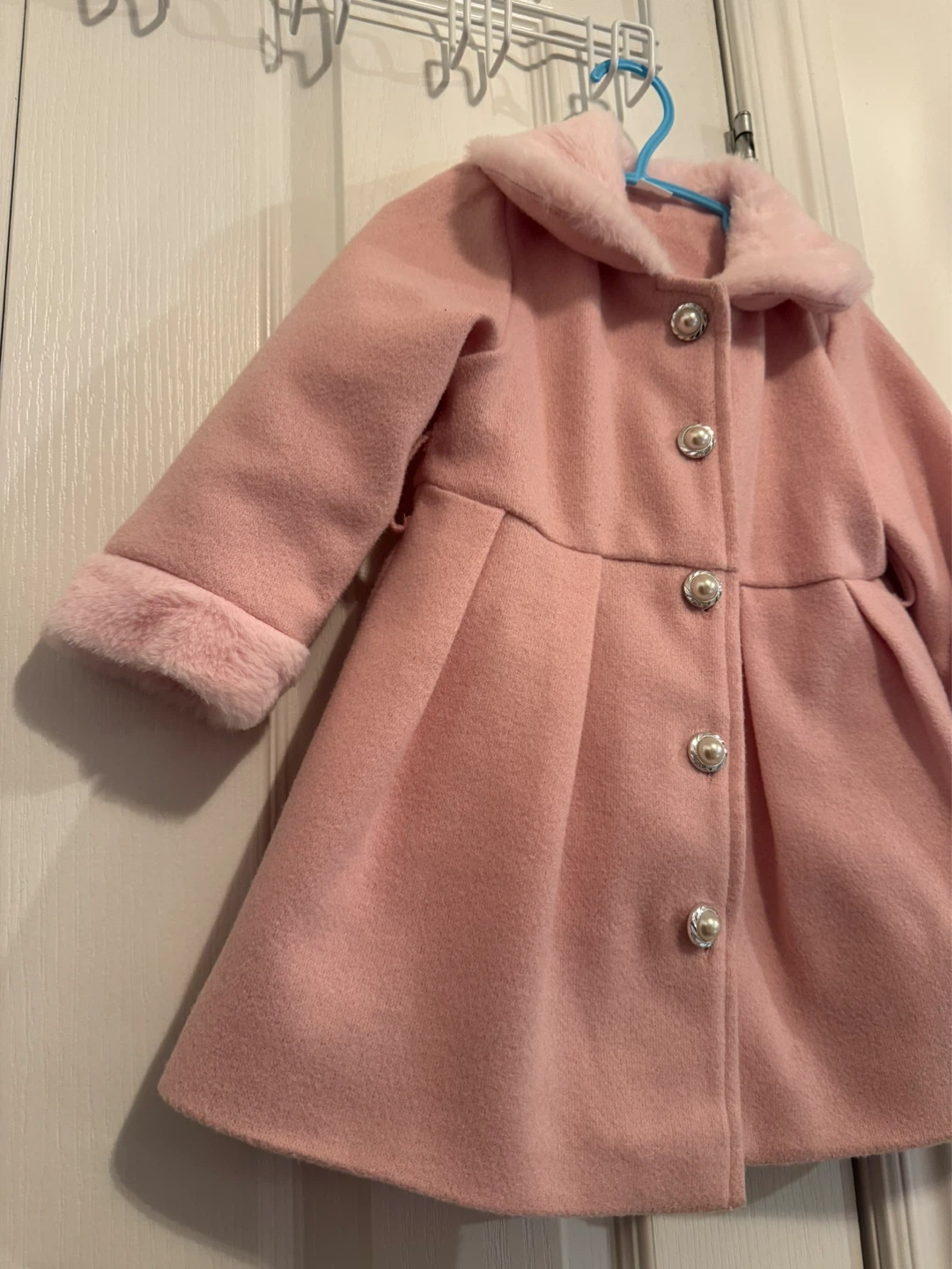 Pink Baby Girls Winter Coat with Faux Fur Collar - photo 4