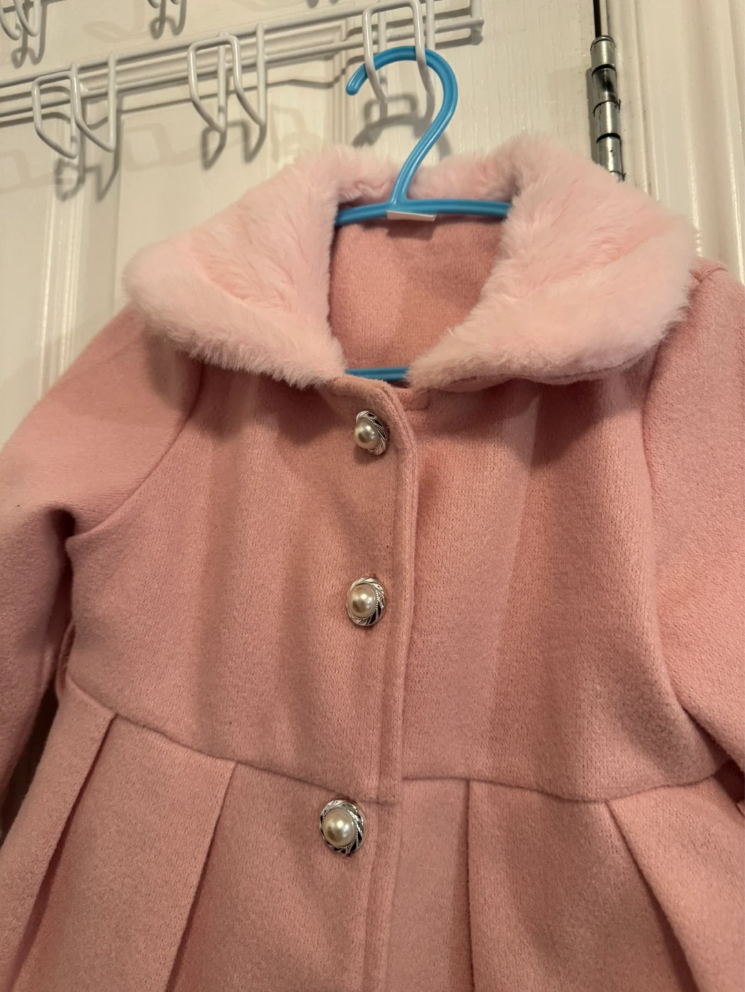 Pink Baby Girls Winter Coat with Faux Fur Collar - photo 2
