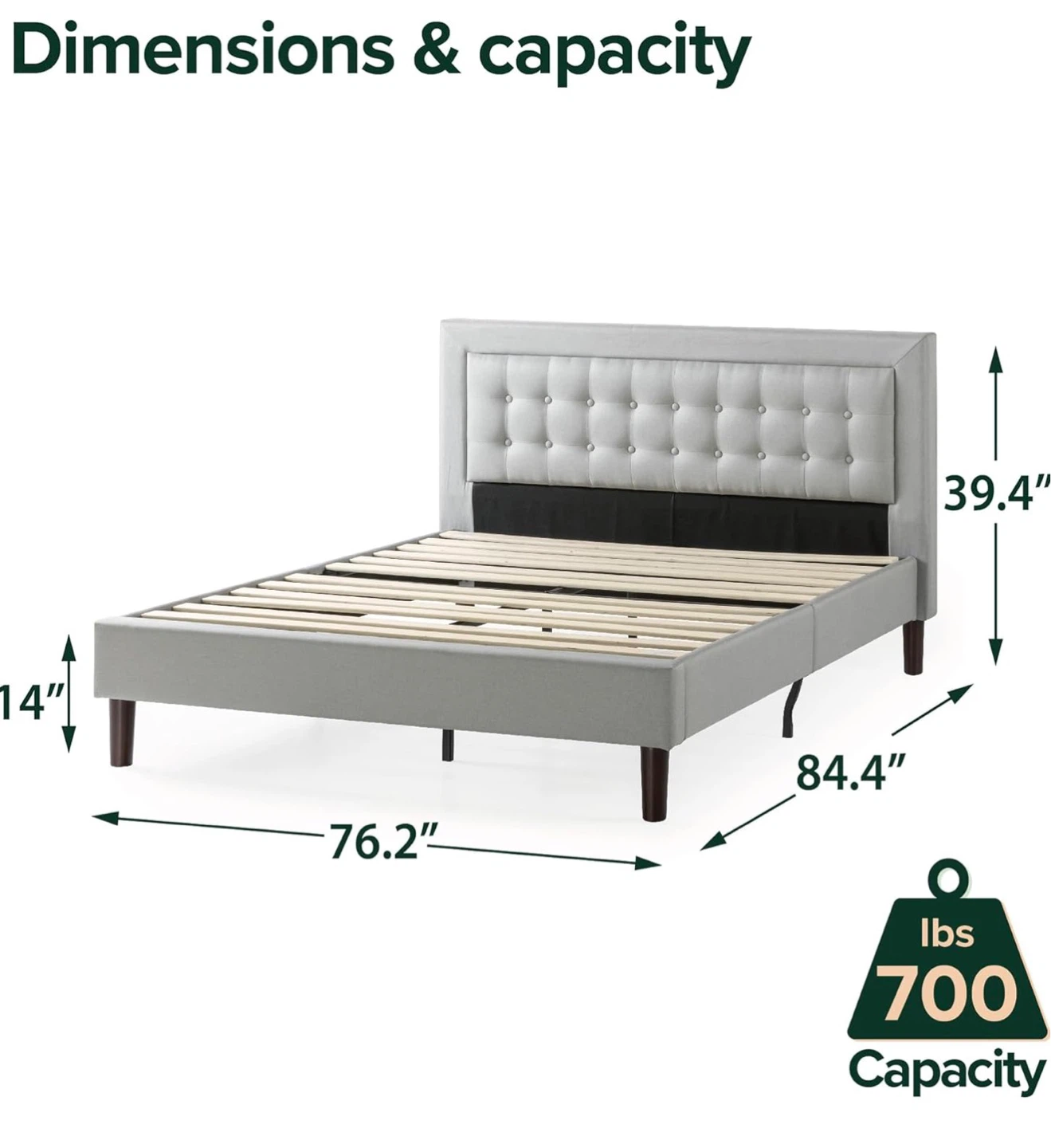 Zinus Dachelle Upholstered Platform Bed Frame - King - photo 3
