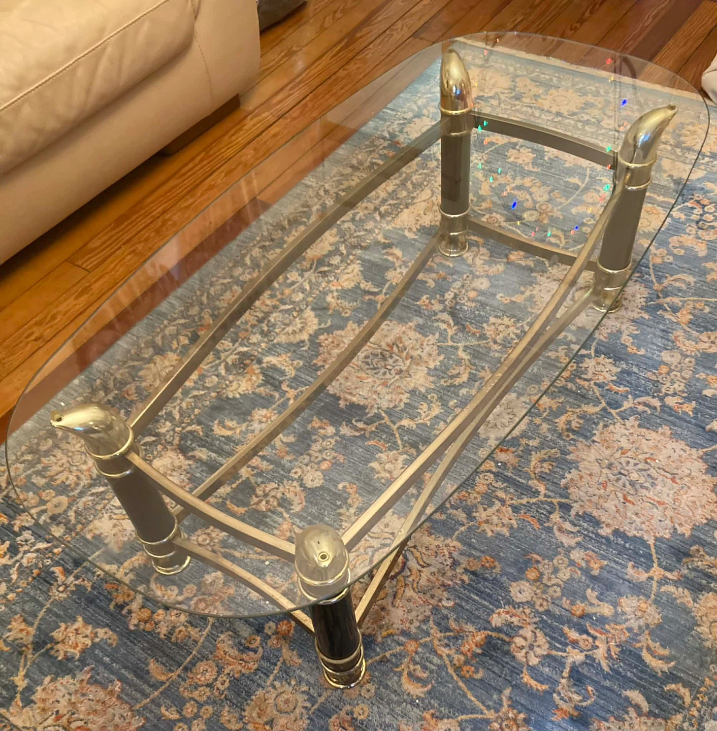 Glass Top Coffee Table with Metal Frame