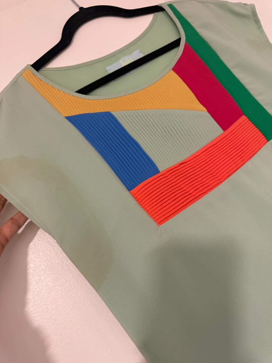 Juju s'amuse! Light Green Geometric Pleated Dress - photo 2