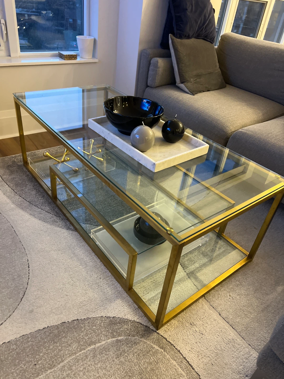 Gold & Glass Coffee Table with Decorative Accents - photo 4
