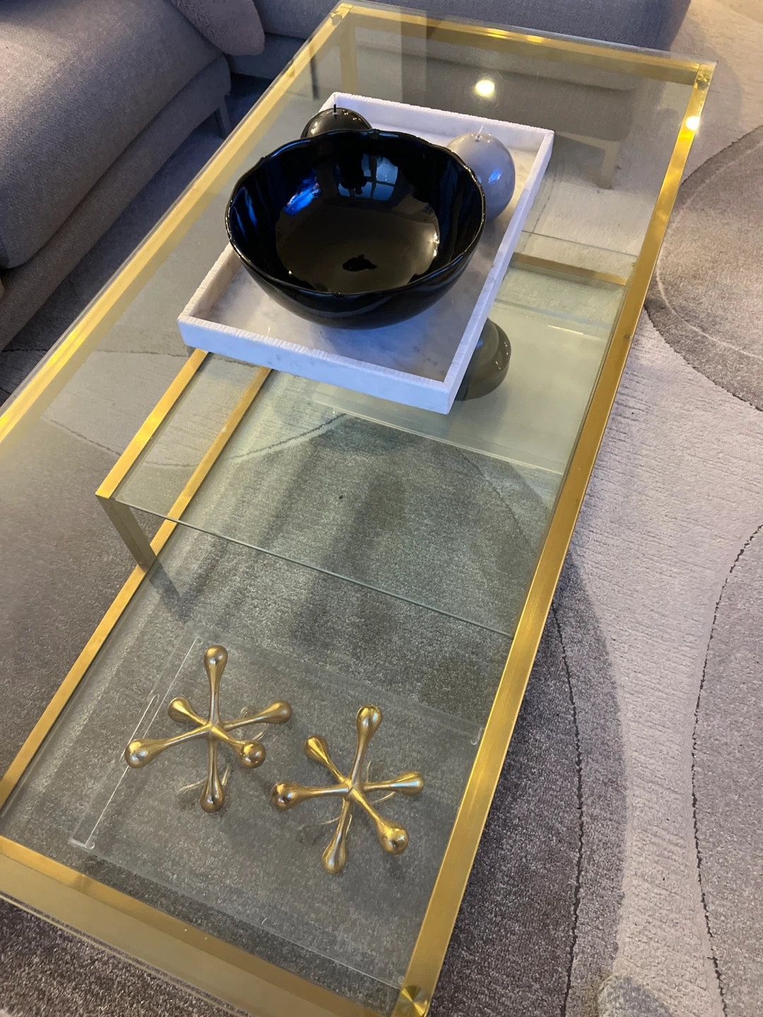 Gold & Glass Coffee Table with Decorative Accents - photo 3