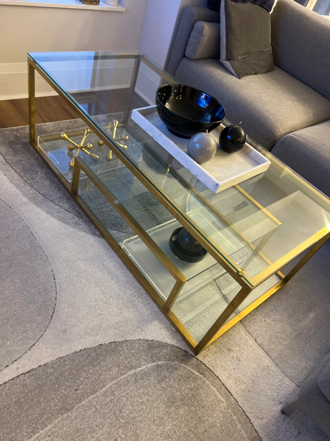 Gold & Glass Coffee Table with Decorative Accents - photo 5