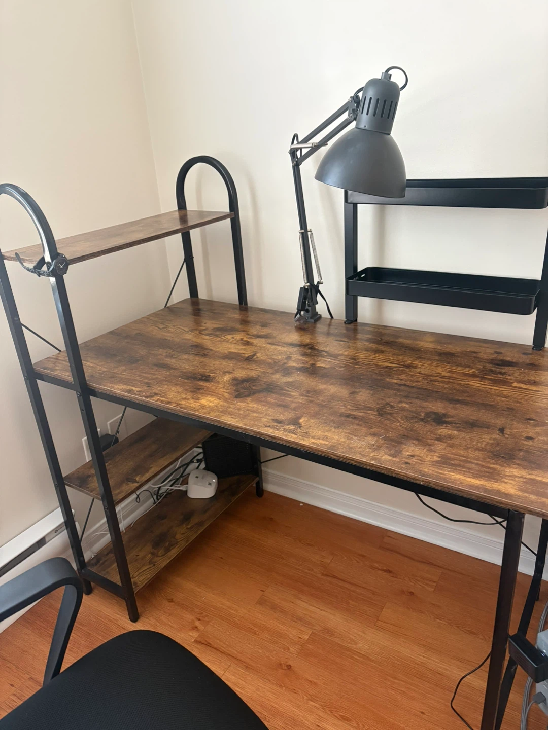 Rustic Wood and Metal Desk with Shelving