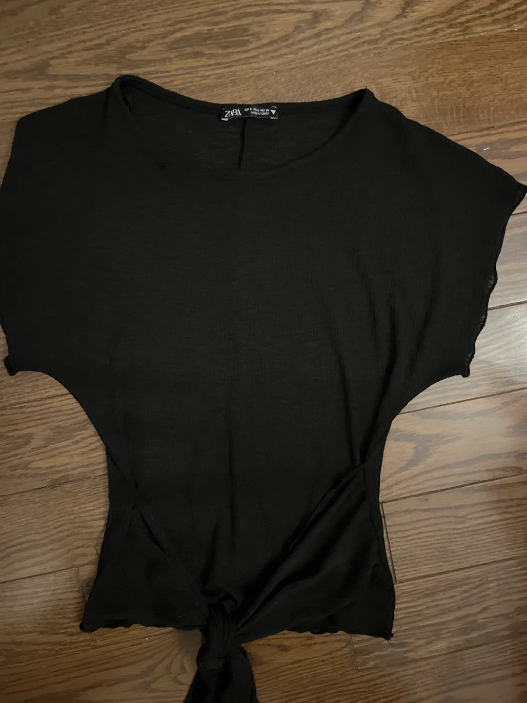 ZARA Black Tie-Front Top - Size S