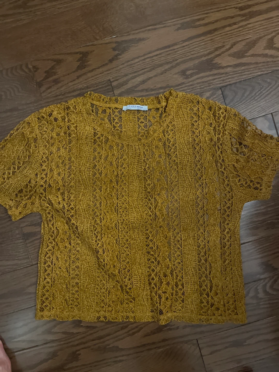 ZARA Trafaluc Mustard Yellow Lace Top