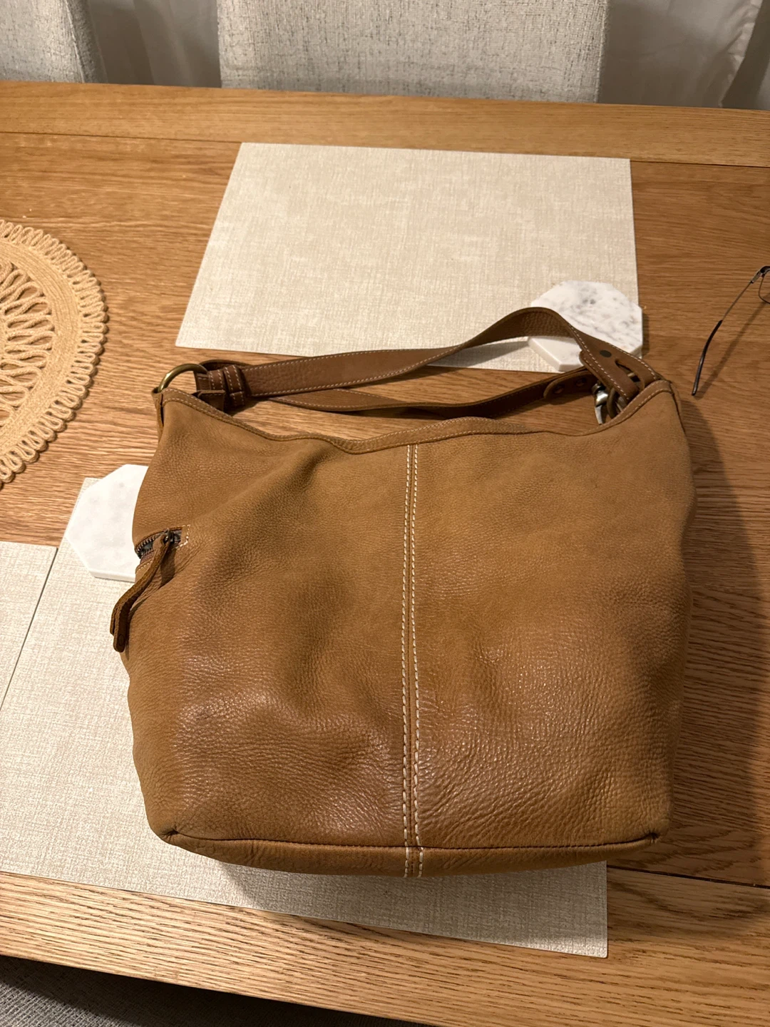 Brown Leather Hobo Shoulder Bag