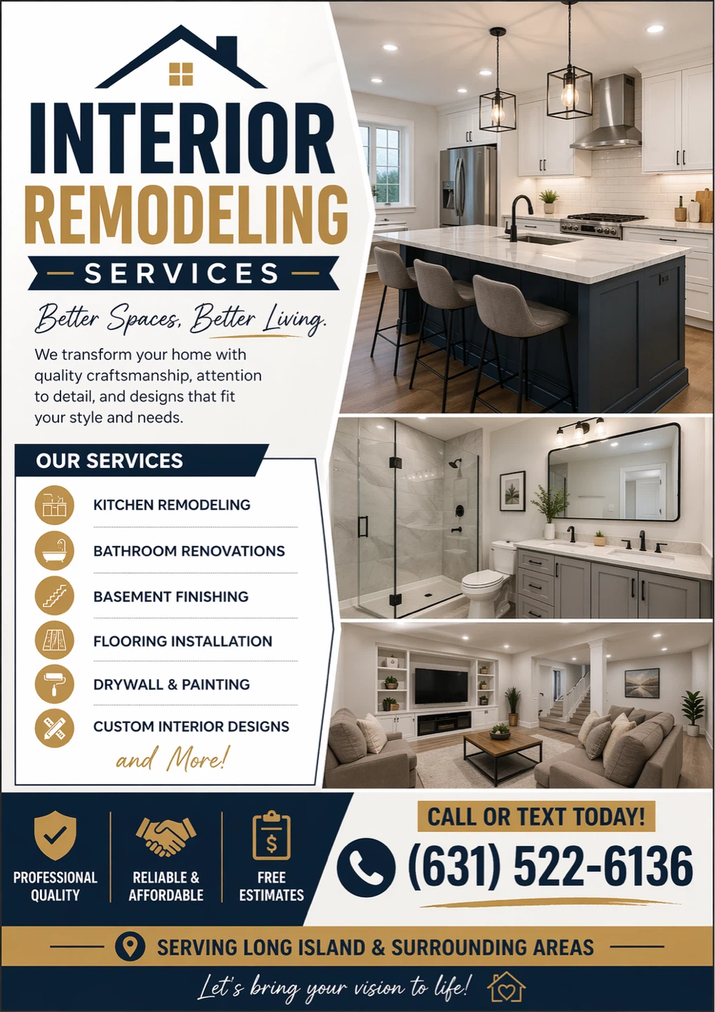 Interior Remodeling Services - Kitchen, Bath, Basement & More!