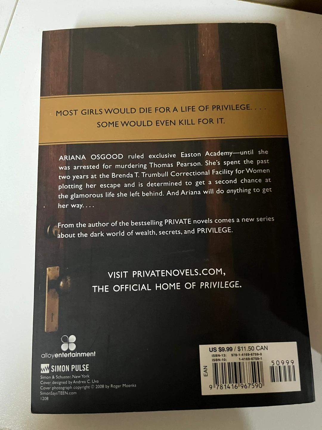Privilege by Kate Brian Paperback Book - photo 2