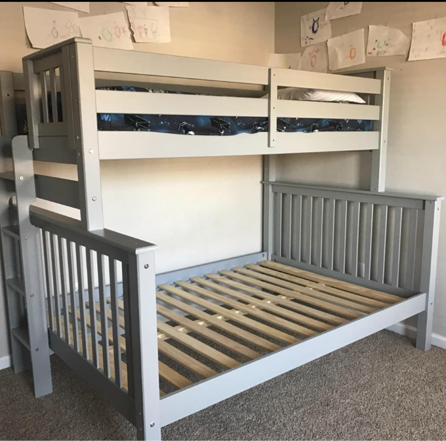 Twin over Full Wood Bunk Bed - Grey