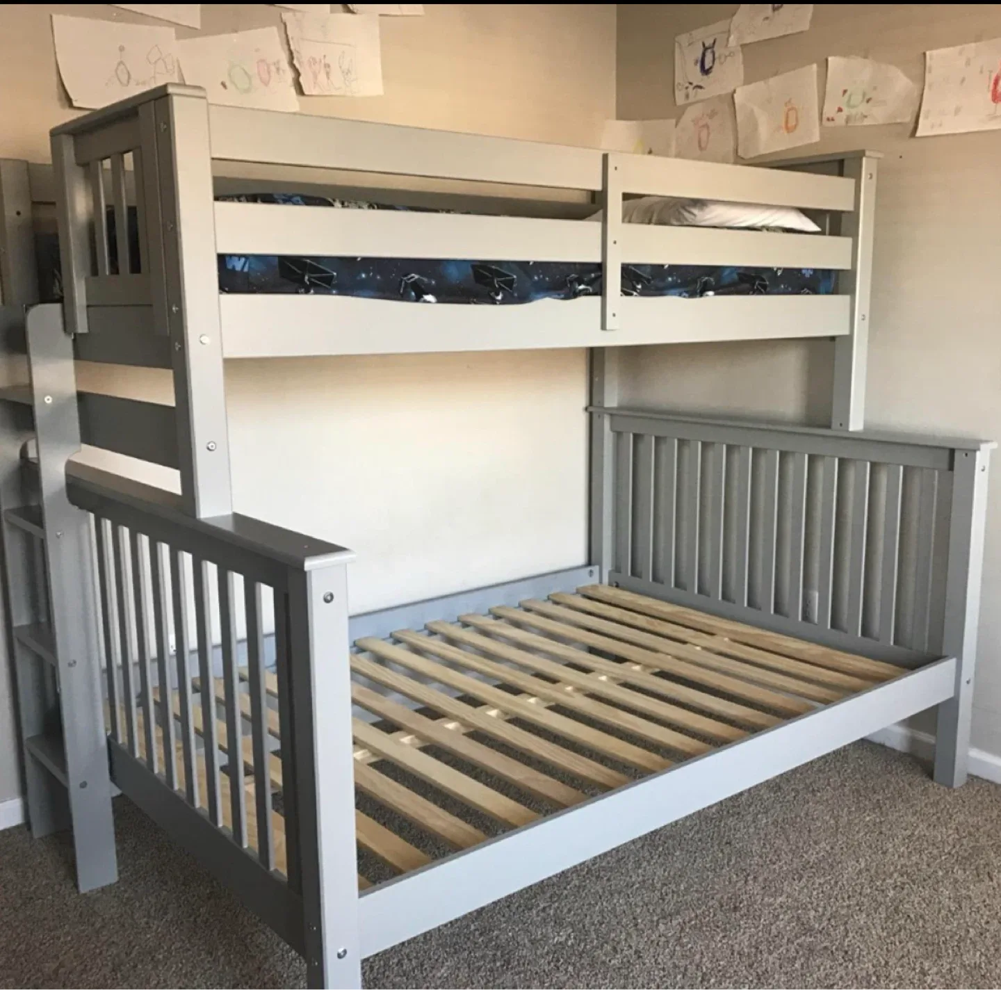 Twin over Full Wood Bunk Bed - Grey