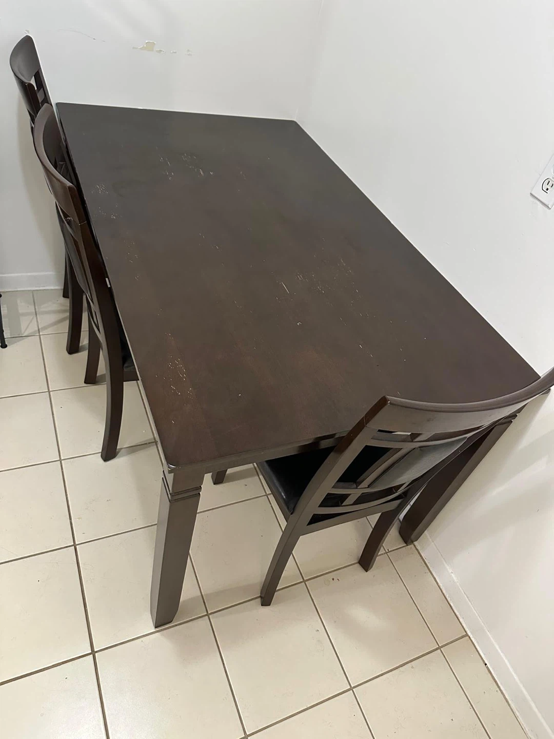 Dark Wood Dining Table and 6 Chairs Set