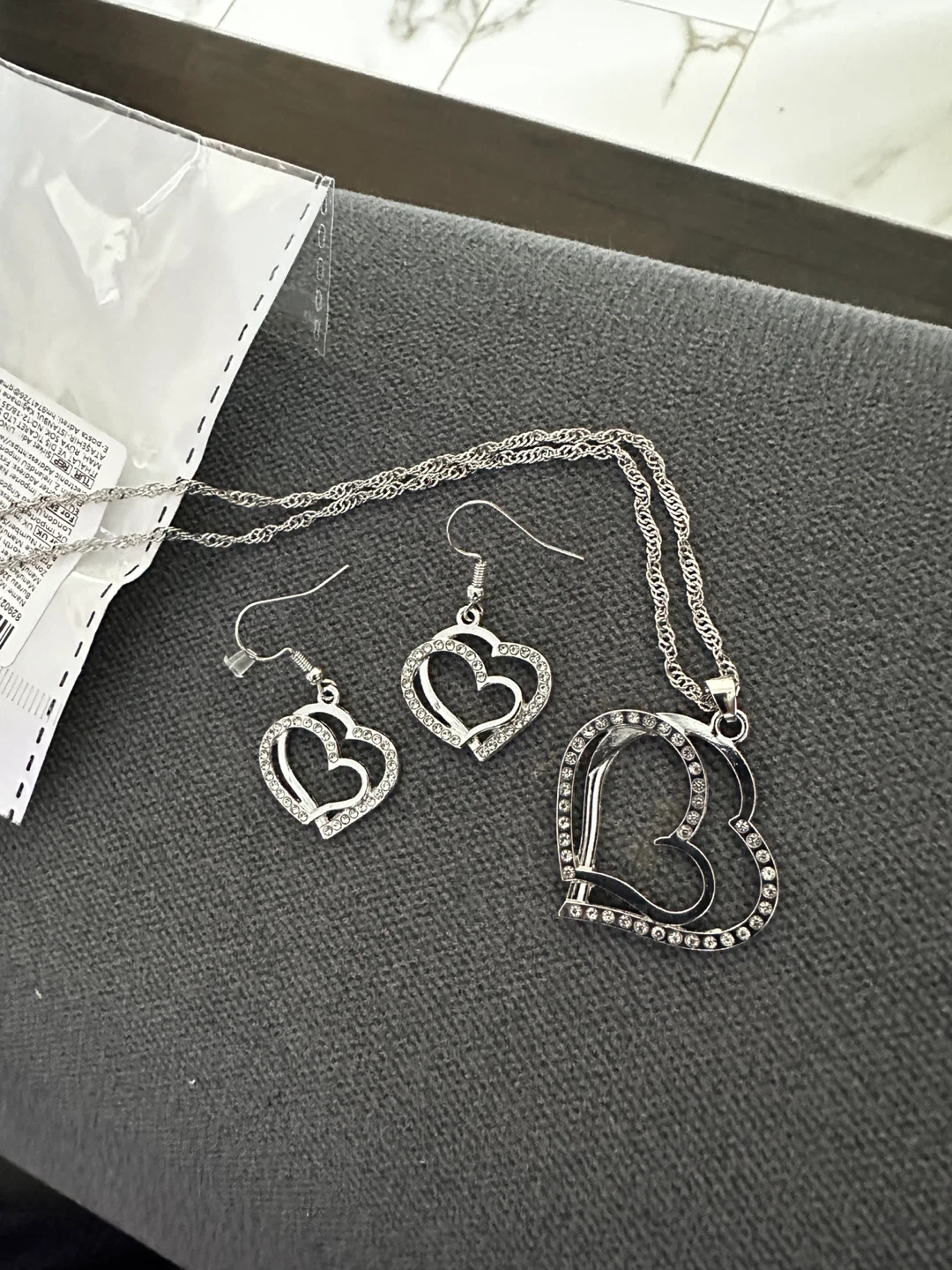 Heart Pendant Necklace and Earrings Set 🌱 - photo 3