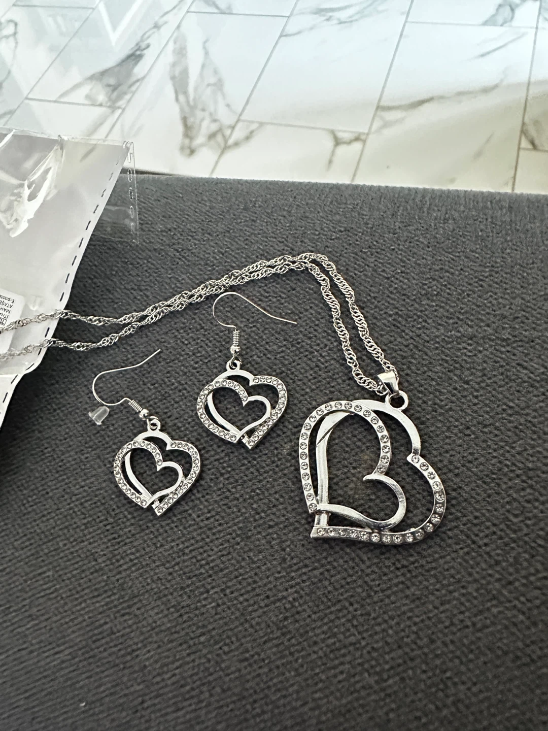 Heart Pendant Necklace and Earrings Set 🌱 - photo 4