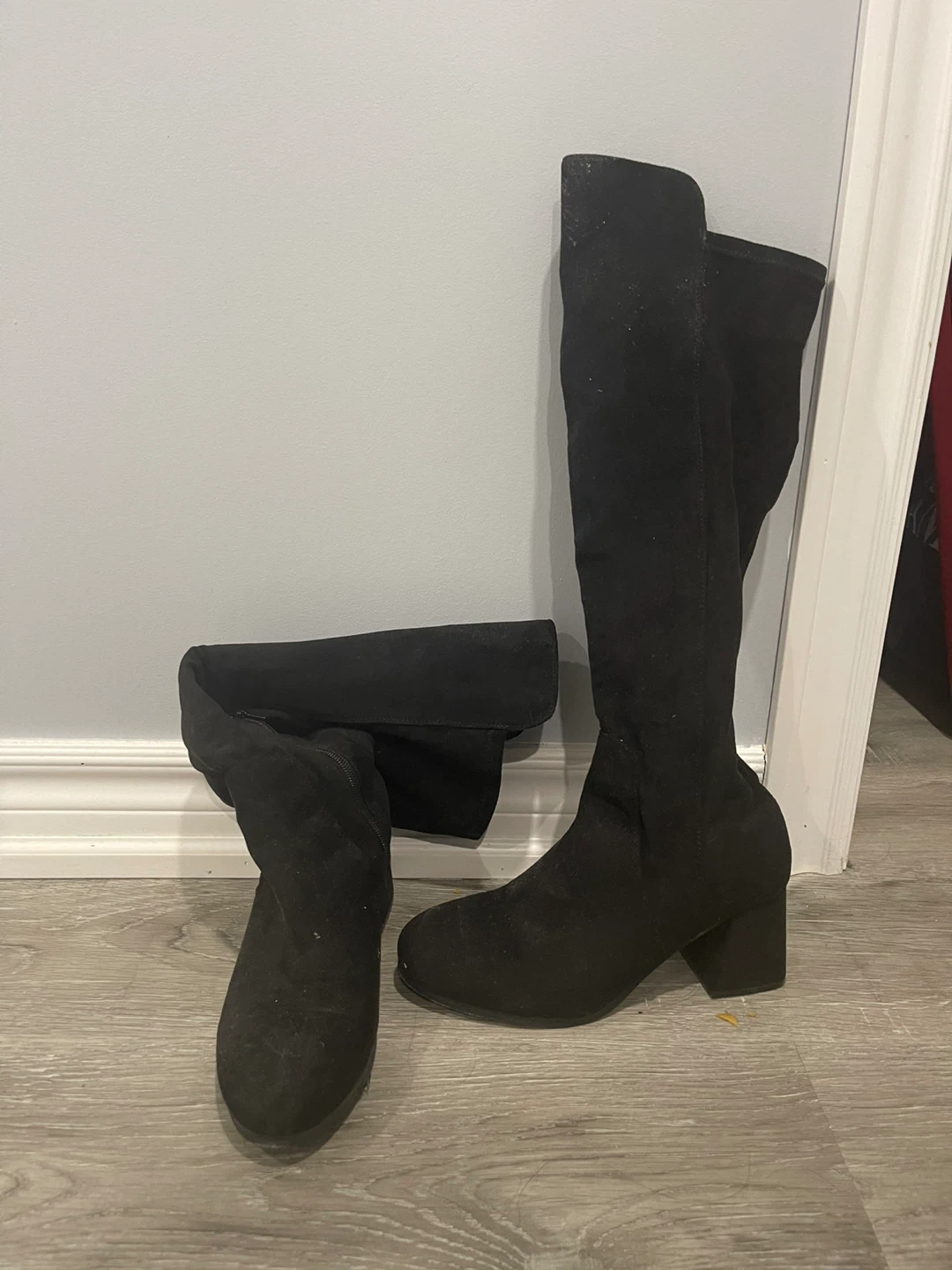 Black Suede Over-the-Knee Boots
