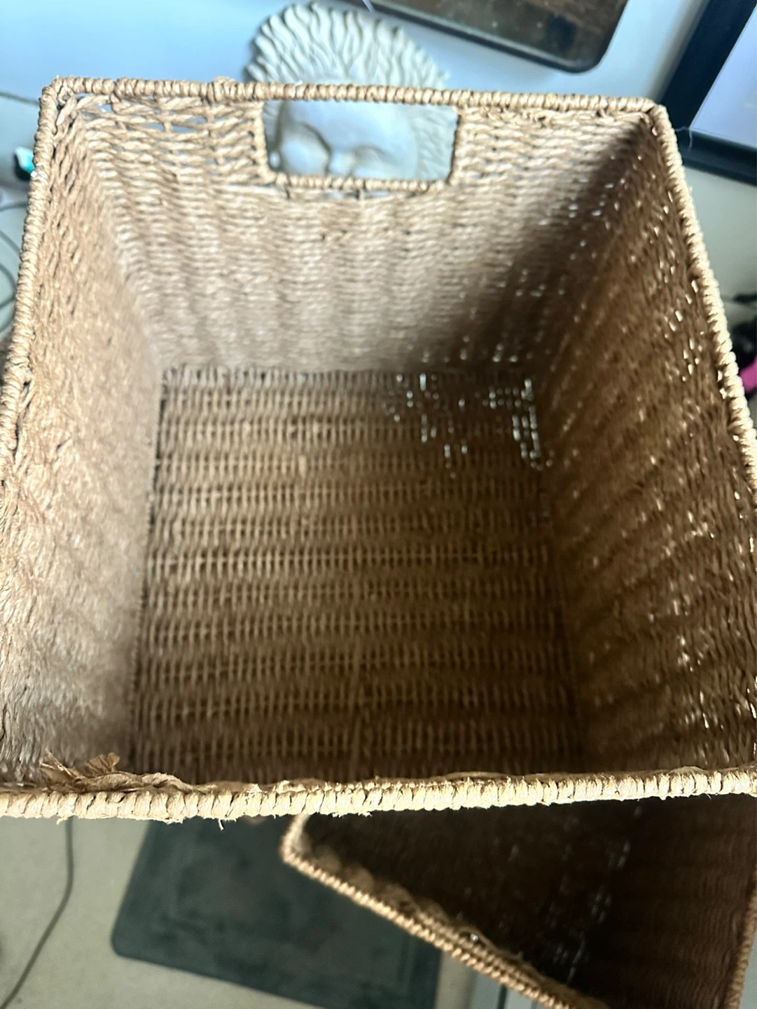 Set of 3 Woven seagrass Storage bins EUC - photo 2