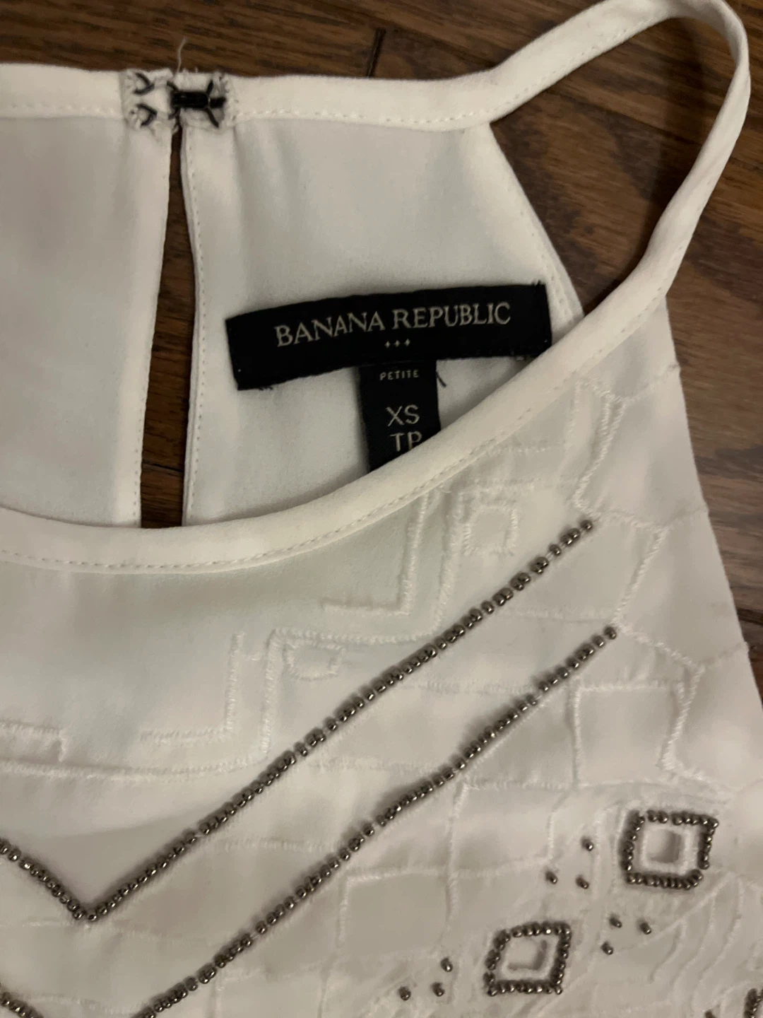 Banana Republic Petite XS White Beaded Halter Top - photo 2