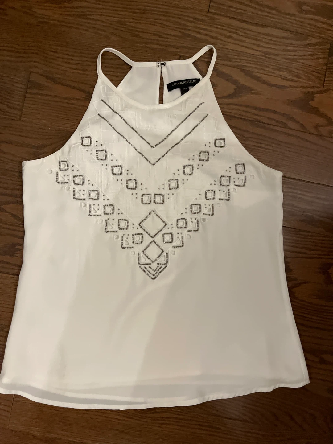 Banana Republic Petite XS White Beaded Halter Top