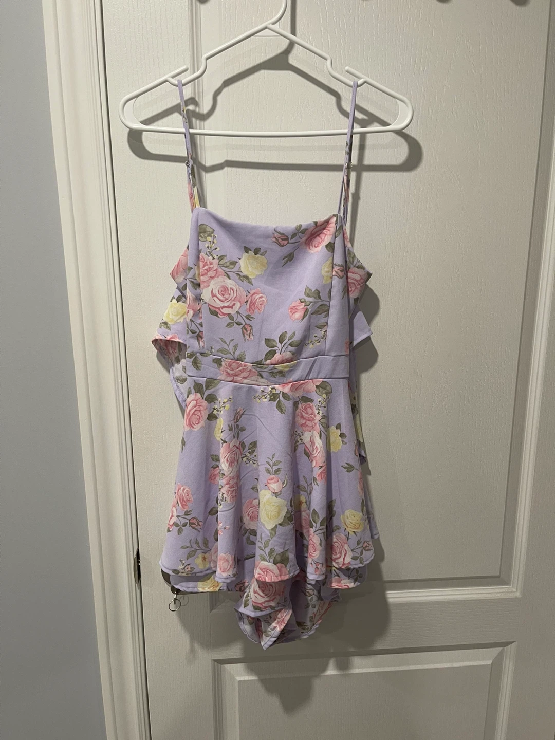 Lavender Floral Ruffle Romper