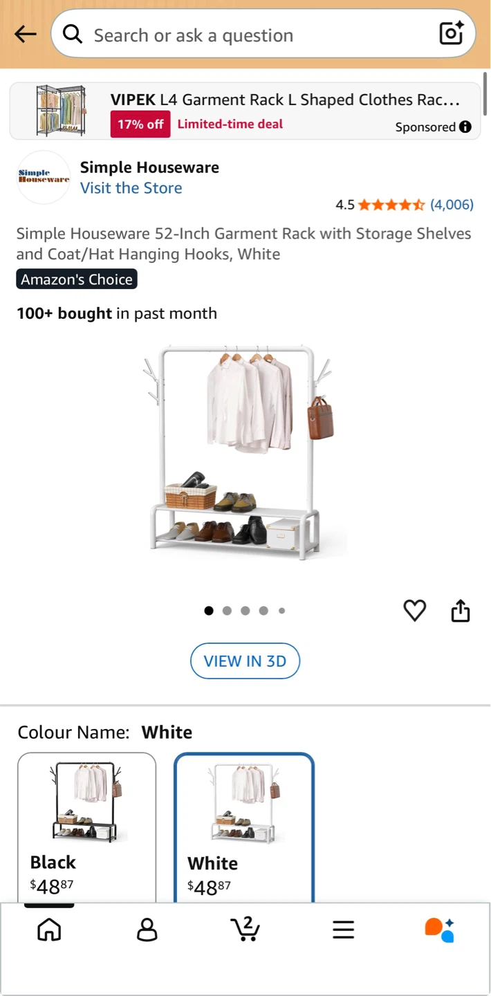Simple Houseware 52-Inch Garment Rack with Storage Shelves