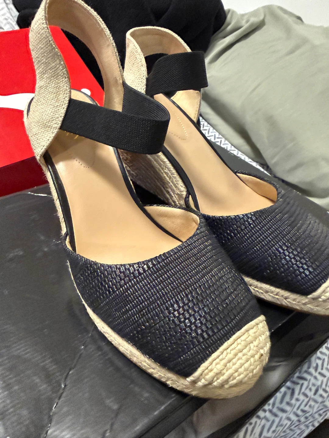 Lauren Ralph Lauren Black Espadrille Wedge Shoes Size 10B - photo 2