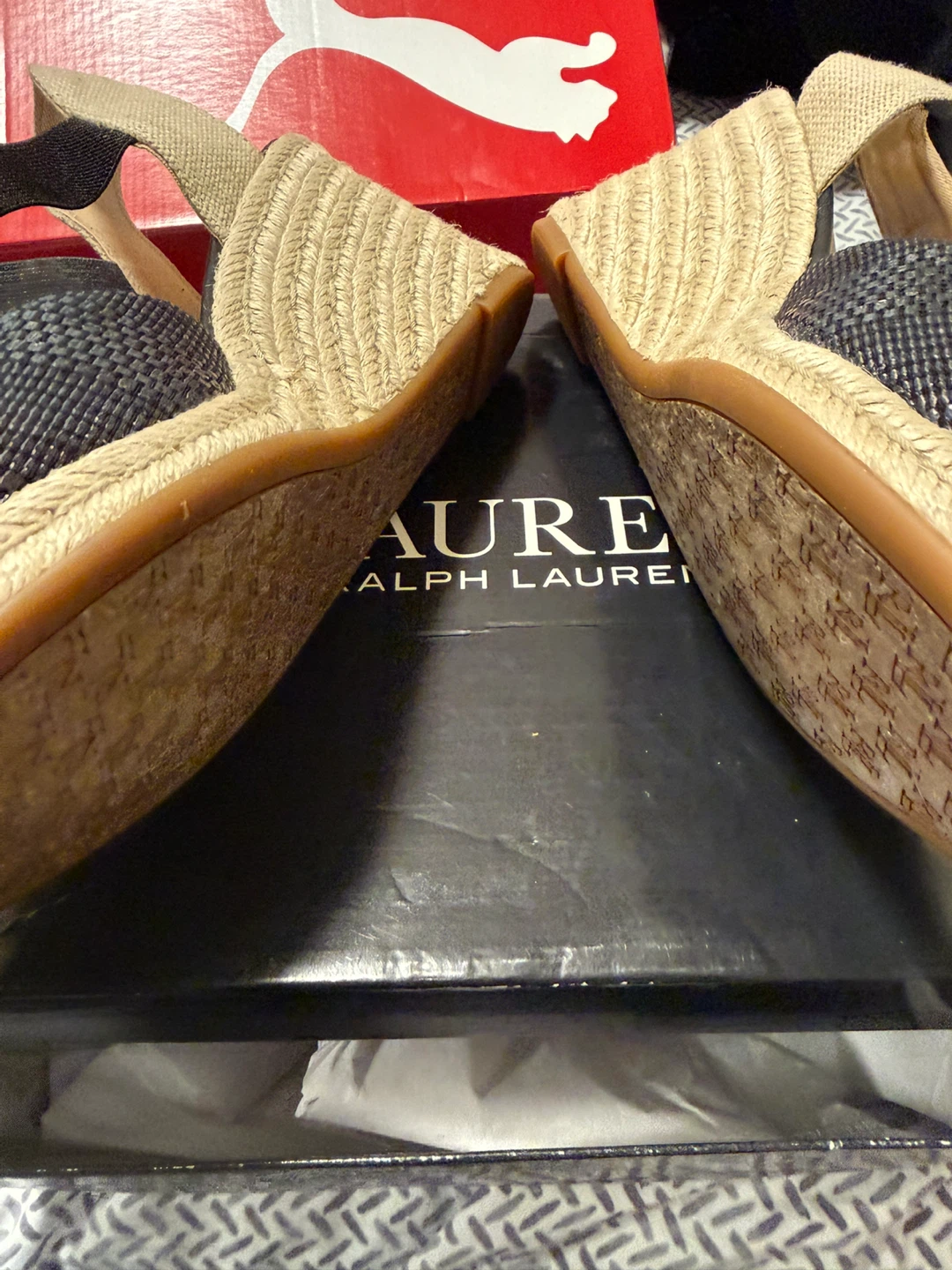 Lauren Ralph Lauren Black Espadrille Wedge Shoes Size 10B - photo 3