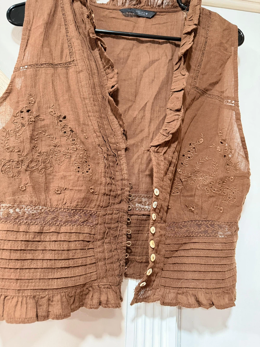 Brown Embroidered Ruffled Vest from Zara - photo 2