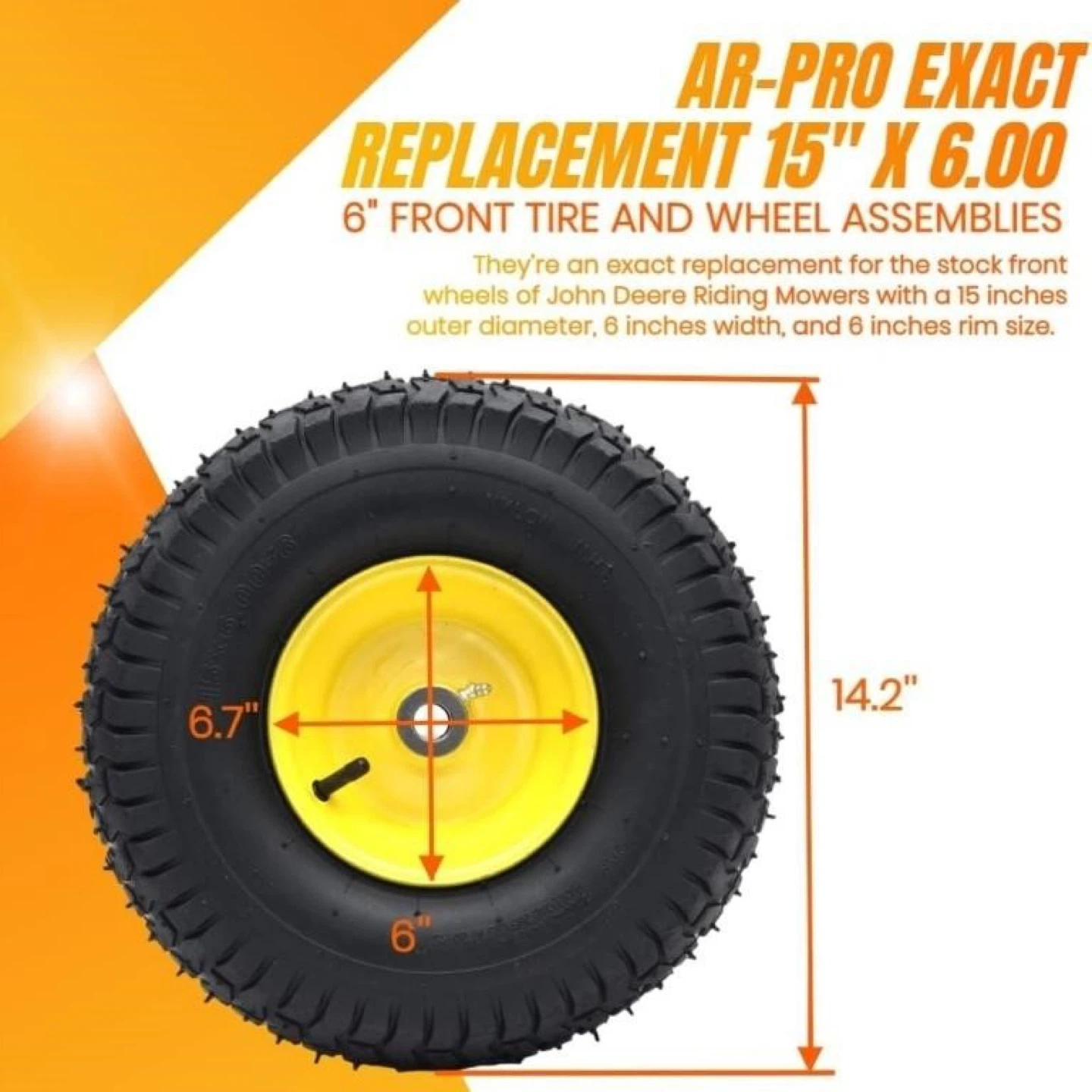 AR-PRO 15" x 6.00" Front Tire & Wheel Assemblies (2-Pack) - photo 2