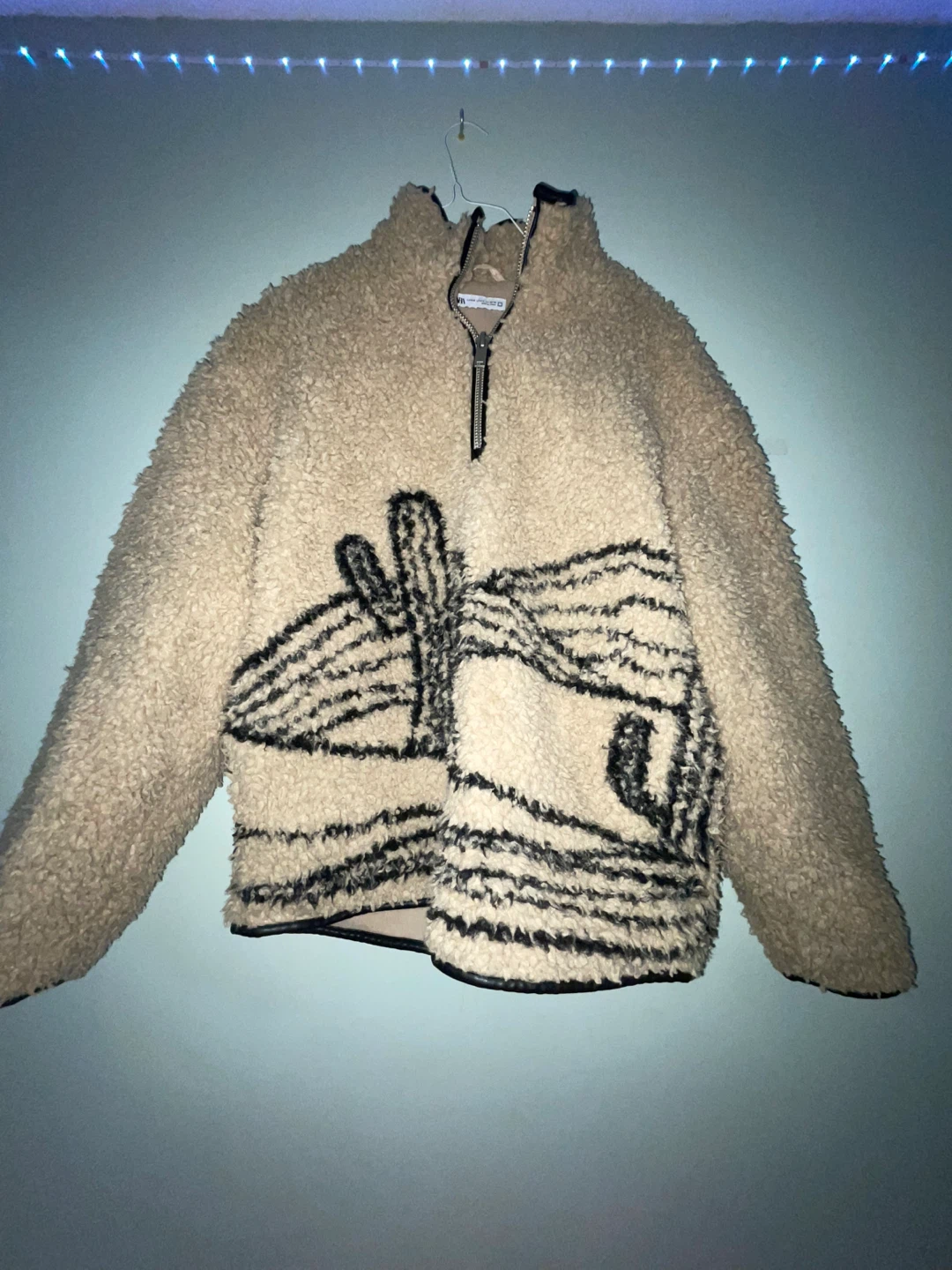 ZARA Teddy Fleece 1/4 Zip Jacket Desert Print Size S/M