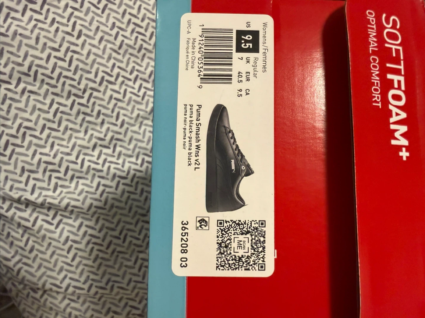Puma Smash V2 L Women's Black Sneakers Size 9.5