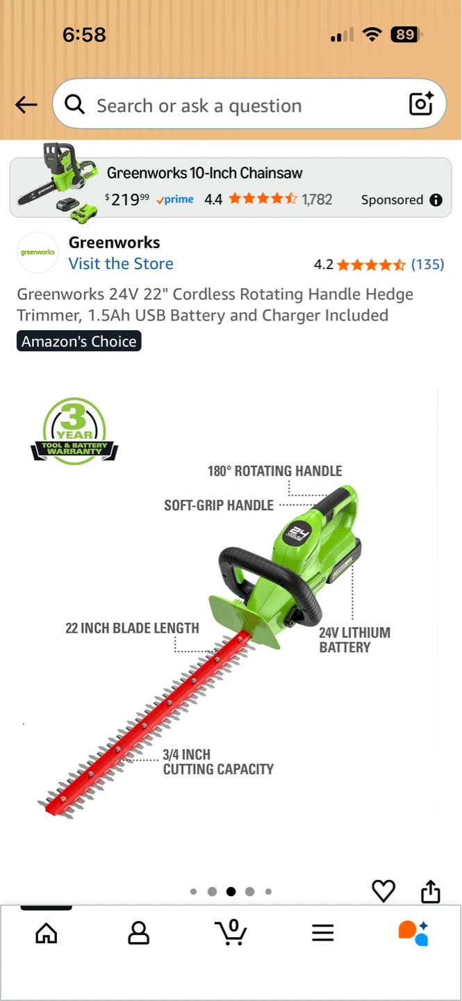 Greenworks 24V Cordless Hedge Trimmer 22" Blade - photo 4