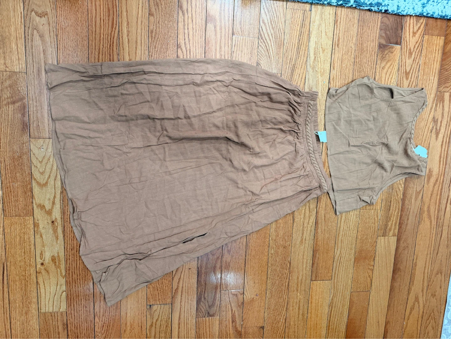 Tan Linen Blend Two-Piece Set