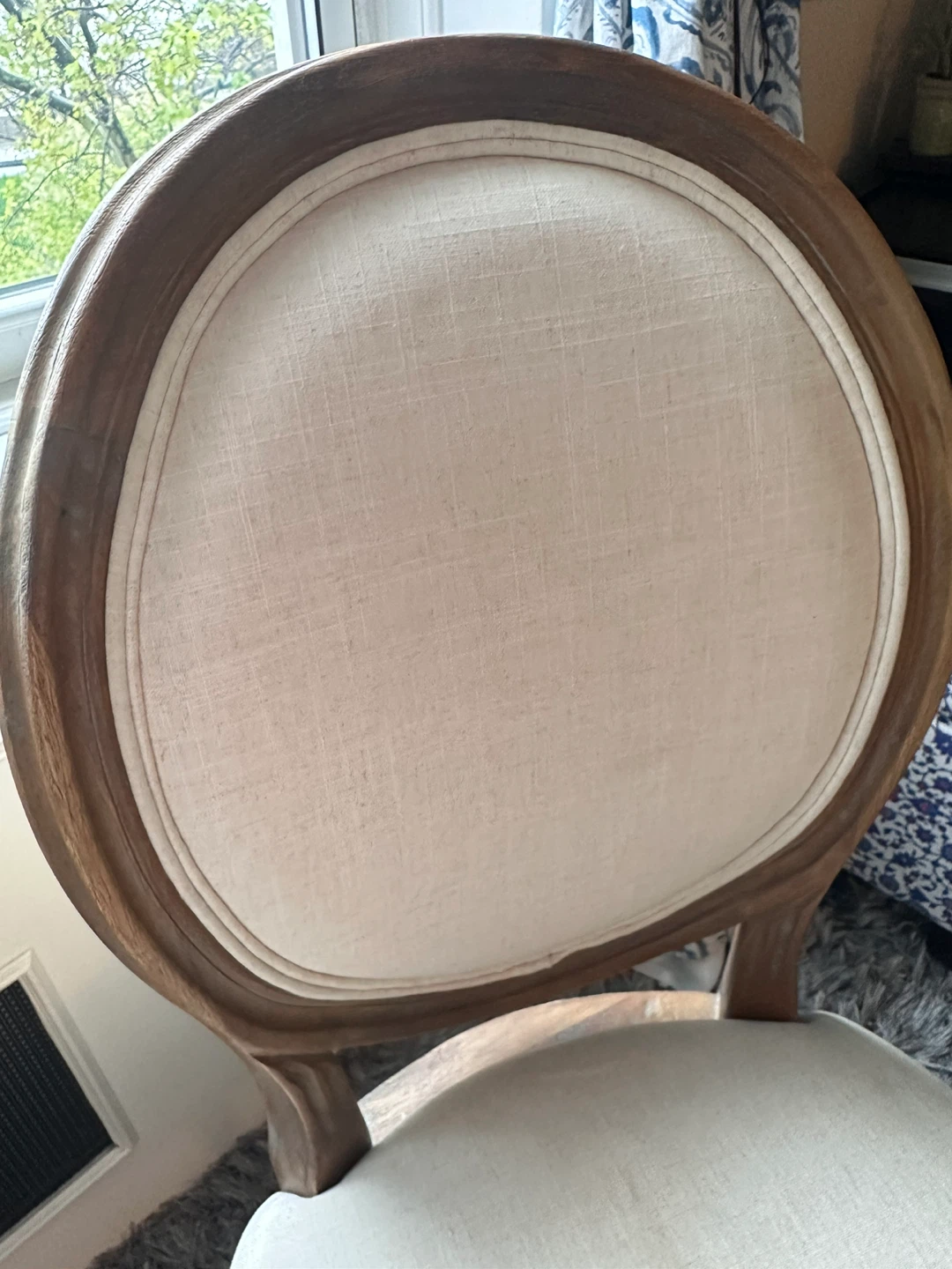 Oval Back Accent Chair - Linen Upholstery