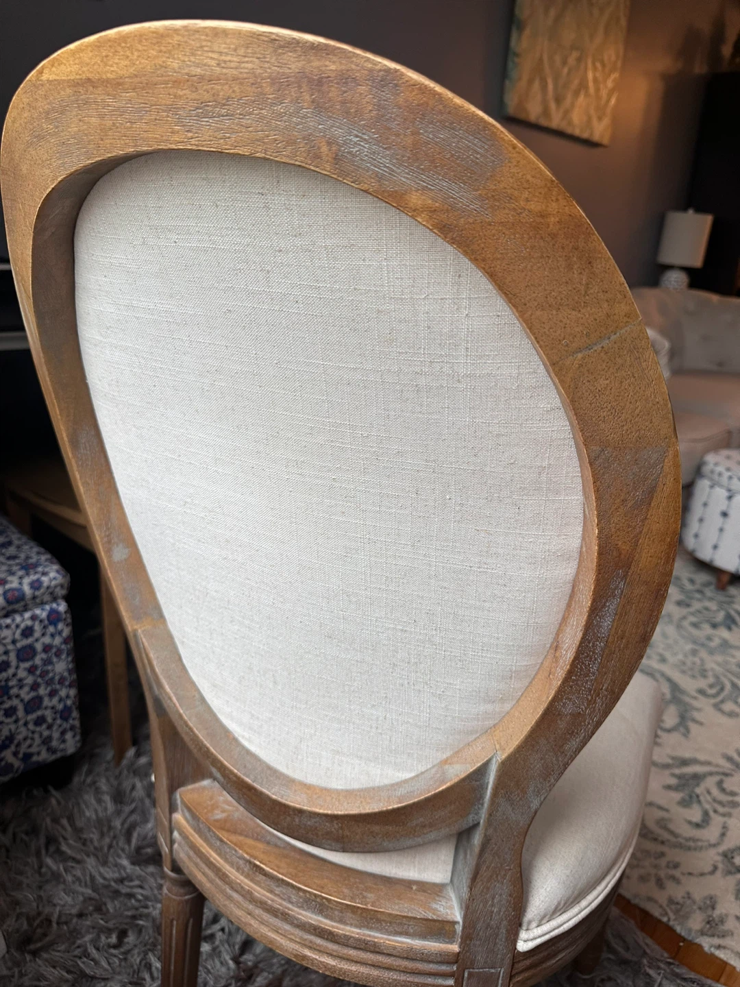 Oval Back Accent Chair - Linen Upholstery - photo 3