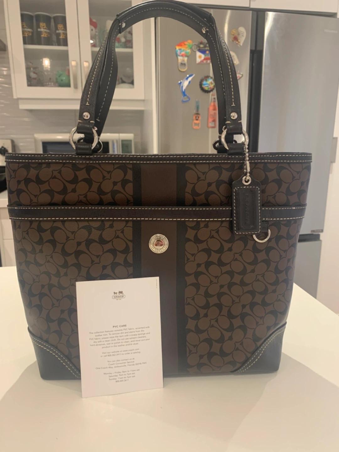 🐻🤎 New Coach Signature Brown Chelsea Heritage Stripe Tote Bag 🤎