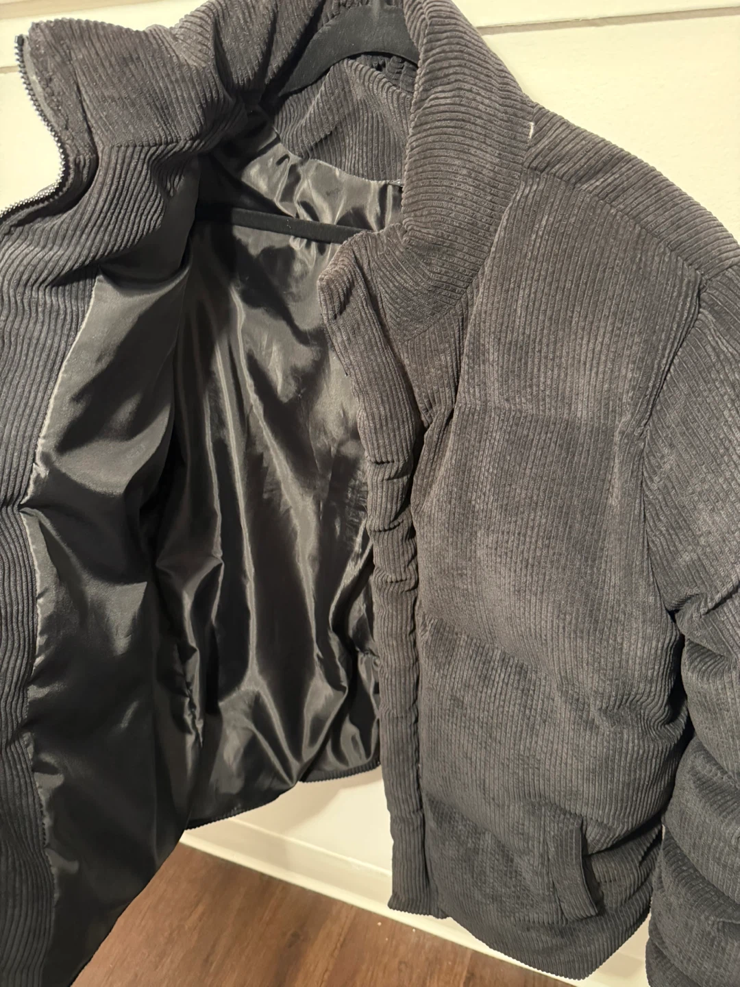 Black Corduroy Puffer Jacket (Size L) – $10 Quick Sell - photo 2