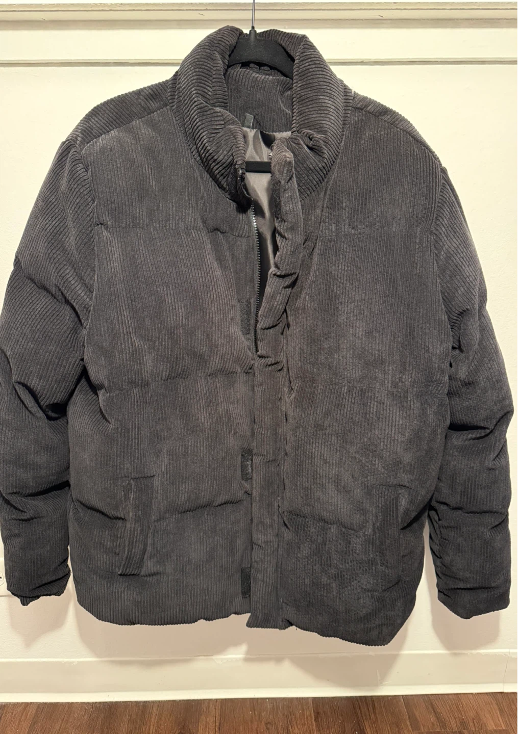 Black Corduroy Puffer Jacket (Size L) – $10 Quick Sell