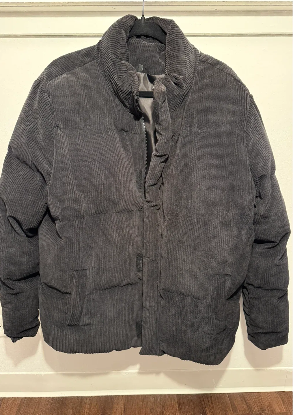 Black Corduroy Puffer Jacket (Size L) – $10 Quick Sell