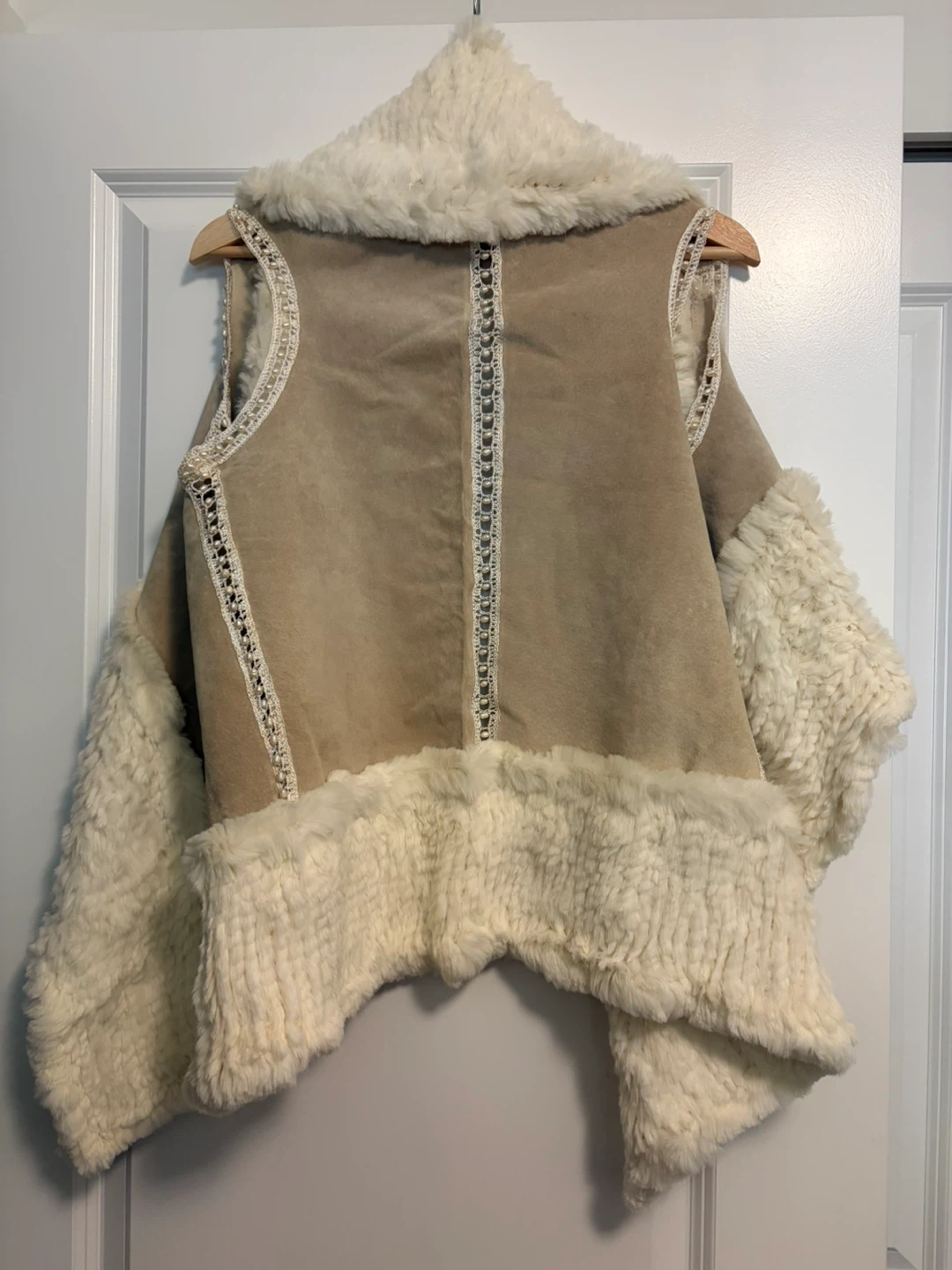 Cream & Tan  Rabbit Fur & Suede Vest - photo 2