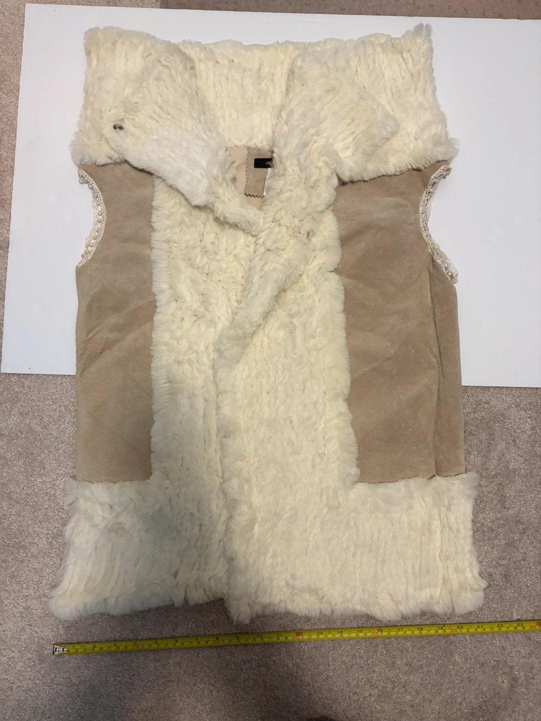 Cream & Tan  Rabbit Fur & Suede Vest - photo 3